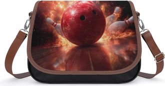 Generic Funny Fire Flames Bowling Crossbody Bags for Women Shoulder Messenger Bag Purse Handbags