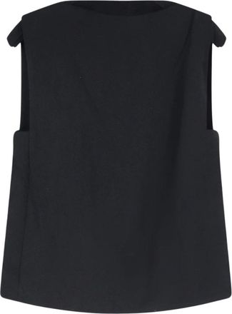 Vince Mouwloze Top met Drap - Dames - Tops zonder mouwen - Zwart - L - Polyester - Tops