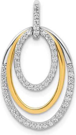 Diamond2Deal 10k White Gold 1/4ct. Diamond Fancy Triple Oval Pendant