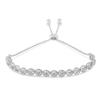House of Brilliance Silver 1/4 Cttw Diamond Bolo Bracelet in White at Nordstrom