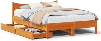 vidaXL Estructura Cama Con Cajones Madera Pino Marr&oacute;n Cera 150x200 Cm Vidaxl