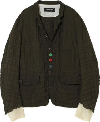 Undercover crinkled-texture blazer - men - Linen/Flax/Nylon/Cotton/Wool/Rayon - 3 - D.KHAKI