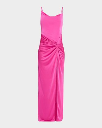 Bcbgmaxazria Sleeveless Cowl-Neck Draped Twist Gown