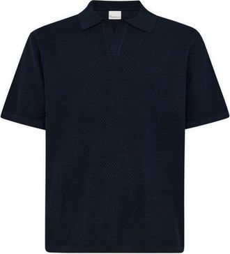 Knowledge Cotton Apparel Organic Cotton Knitted Polo Polo-Shirt f&uuml;r Herren | blau/schwarz