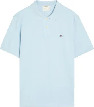GANT Logo-embroidered Piqu&eacute; Cotton Polo Shirt - Light Blue 2 - XL