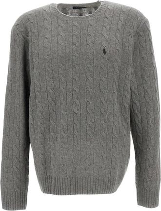 Polo Ralph Lauren Kabeltrui - Heren - Ronde hals truien - Grijs - M - Wol - Truien & Vesten