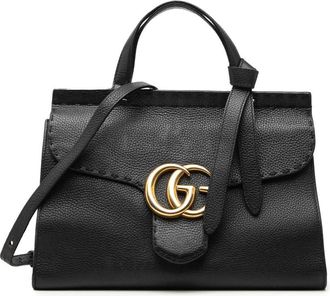 Gucci Pre-owned Gucci Small GG Marmont Grained Calfskin Top Handle Satchel Ladies ITDC21GB06RJY5PG
