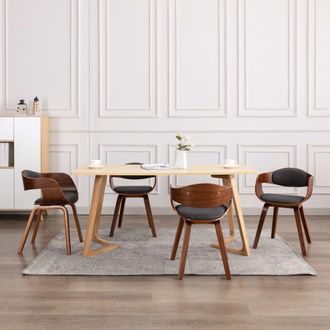vidaXL Vidaxl - Sillas De Comedor 4 Unidades Madera Curvada Y Tela Gris