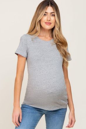 Pinkblush Basic Crew Neck Tee in Heather Grey at Nordstrom, Size X-Large