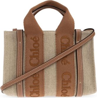 Chlo&eacute; Mini Woody Tote Bag - Dames - Schoudertassen - Bruin - ONE Size - Leer - Tassen