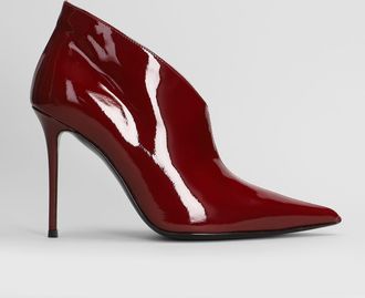 Giuseppe Zanotti Raquel 105 High Heels Ankle Boots In Bordeaux Patent Leather