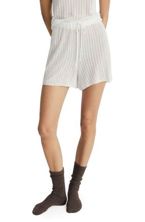 Mango Pointelle Pajama Shorts in White at Nordstrom, Size Medium