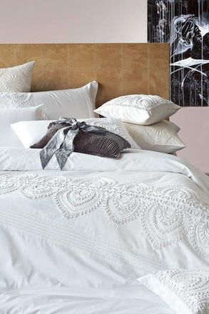 Melange Home Padma Embroidered Duvet 3-Piece Set in White at Nordstrom Rack, Size Queen