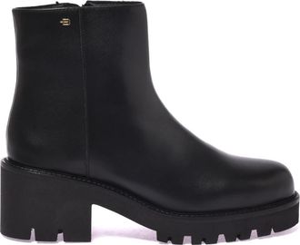 Baldinini Lederen enkellaars - Dames - Laarzen met Hak - Zwart - 40 EU - Leer - Schoenen