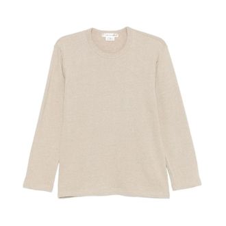 Comme Des Gar&ccedil;ons Long Sleeve Tops, female, Beige, Size: S Cotton Fur Detail T-Shirt