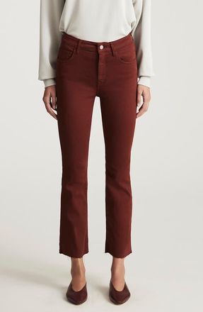 Mavi Anika High Waist Raw Hem Crop Flare Jeans in Andorra Flex Blue at Nordstrom, Size 32 X 27