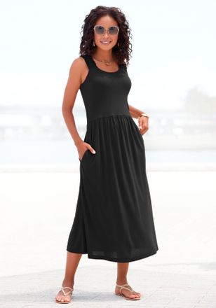 Beach Time Jerseykleid BEACHTIME, Damen, Gr. 34, N-Gr, schwarz, Jersey, Obermaterial: 100% Viskose, unifarben, figurumspielend knieumspielend, Rundhals, Kleider 