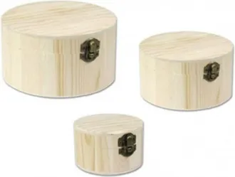 Trade Shop Trade Shop - 3 Scatole Rotonda Matrioska Baule Scatola Legno Portagioie Decoupage Cofanetto