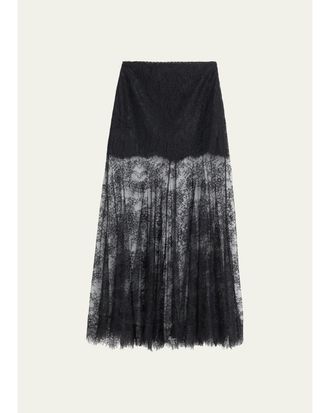 LoveShackFancy Carline Floral Lace Maxi Skirt