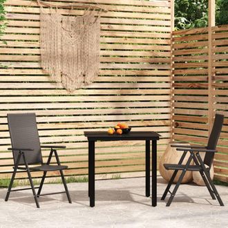 vidaXL Juego De Comedor De Jard&iacute;n 3 Piezas Negro Vidaxl
