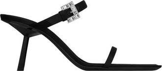 Saint Laurent Hope Mules - Dames - Sandalen met hakken - Zwart - 39 1/2 EU - Satijn - Schoenen