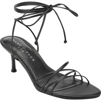 Marc Fisher Gineva Ankle Wrap Kitten Heel Sandal in Black at Nordstrom, Size 6.5