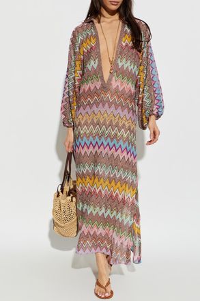 Missoni Dress With A Deep V-neckline, Womens, Multicolour