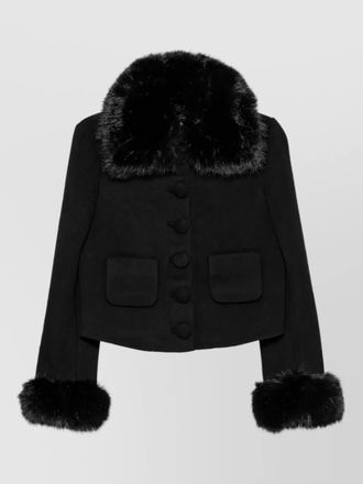 Self Portrait wool faux fur trim jacket