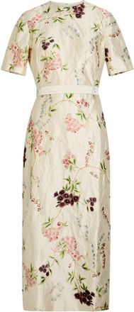 Erdem Floral-print Crinkled Satin Midi Dress - White - 8 (UK8 / S)