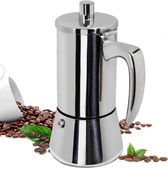 No Brand Cafetera Moka De 300 Ml Y 6 Tazas, Fabricada En Acero Inoxidable 304 De Alta Resistencia - Cafetera Italiana Para Espresso, Apta Para Cocinas De Induc