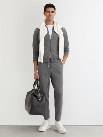 Reiss Mid Grey Merino-wool Zipped Bomber Cardigan, Xxl