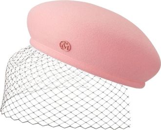 Maison Michel New Bonnie veil beret - women - Wool Felt/Polyamide - L - Pink