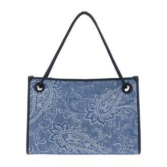 Etro Etro, Tote Bags, female, Blue, Size: ONE SIZE Medium Eyes Jacquard Denim Tote Bag