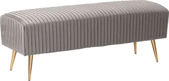 Beliani Panchina In Velluto Grigio Gambe In Metallo Dorate 118 Cm Glamour Paterson