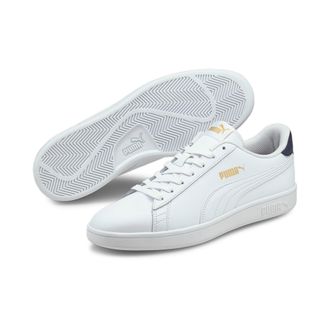 Puma Sneaker PUMA SMASH V2 L, Damen, Gr. 37,5, weiss (puma wei&szlig;, puma wei&szlig;, peacoat, puma team gold), Leder, Synthetik, Schuhe Sneaker