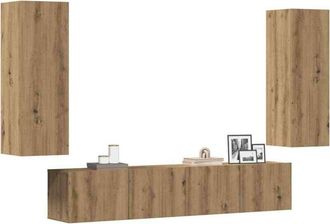 vidaXL Vidaxl - Muebles De Tv De Pared 4 Uds Madera Ingenier&iacute;a Roble Artesanal