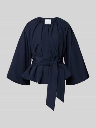 Rich & Royal Taillierter Bluse mit Bindeg&uuml;rtel in Marine, Gr&ouml;&szlig;e 38