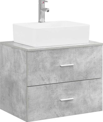 vidaXL Juego De Muebles De Ba&ntilde;o Gris Hormig&oacute;n Madera De Ingenier&iacute;a Vidaxl