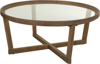 Wanderlust Deco Mesa de centro de madera y cristal marron d100x43,5