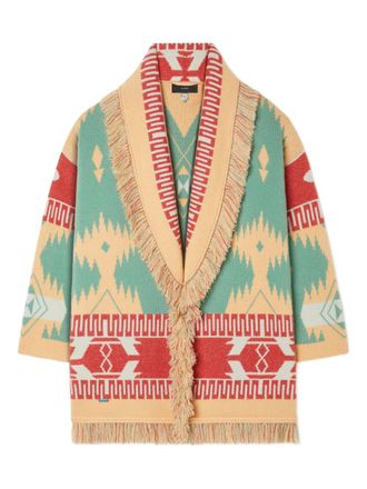 Alanui Icon jacquard fringed cardigan - women - Cashmere/Linen/Flax - S - Neutrals