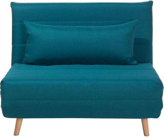 Beliani Sofá cama pequeño de tela azul 1 plaza cama plegable sin brazos estilo escandinavo Setten