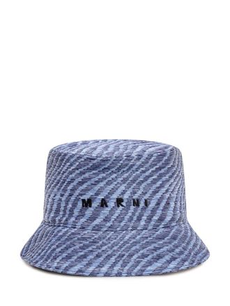 Marni Blue Woven Logo Bucket Hat
