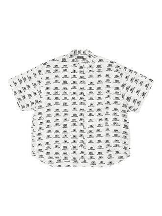 Balenciaga monogram-pattern print shirt - White