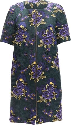 Marni wool silk floral print zip coat dress