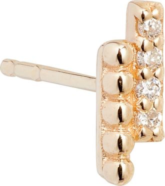 Anzie Dew Drop Diamond & Bead Bar Studs in Yellow Gold at Nordstrom