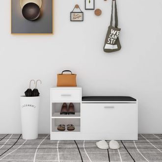 vidaXL Zapatero De Madera Contrachapada Blanco 94,5x31x57 Cm Vidaxl