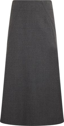 Alberta Ferretti Lange Uitlopende Rok - Dames - Midirokken - Grijs - S - Wol - Rokken