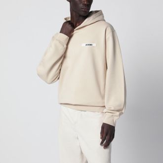 Jacquemus Felpa beige con logo in Gros Grain