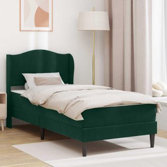 vidaXL Vidaxl Struttura Letto Con Materasso Verde Scuro 100 X 200 Cm Velluto