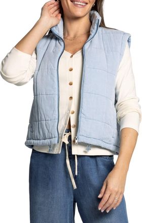 Thread & Supply Brina Quilted Denim Zip-Up Vest In Chambray Blue